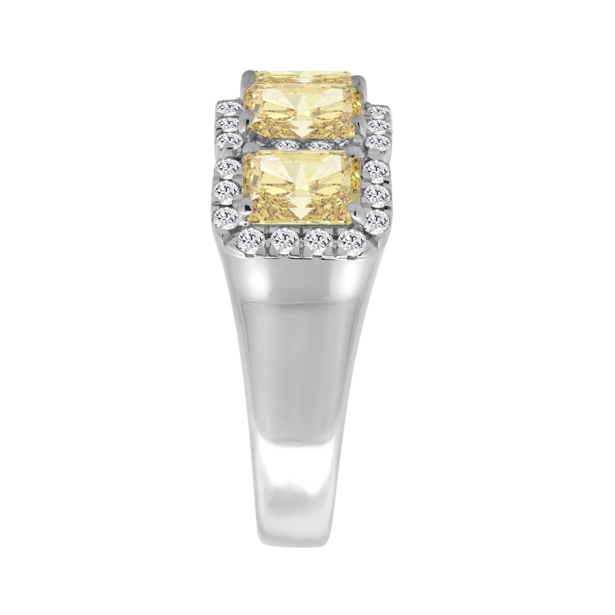 14K WHITE GOLD 3.00CT ROUND/RADIANT YELLOW DIAMOND LADIES RING