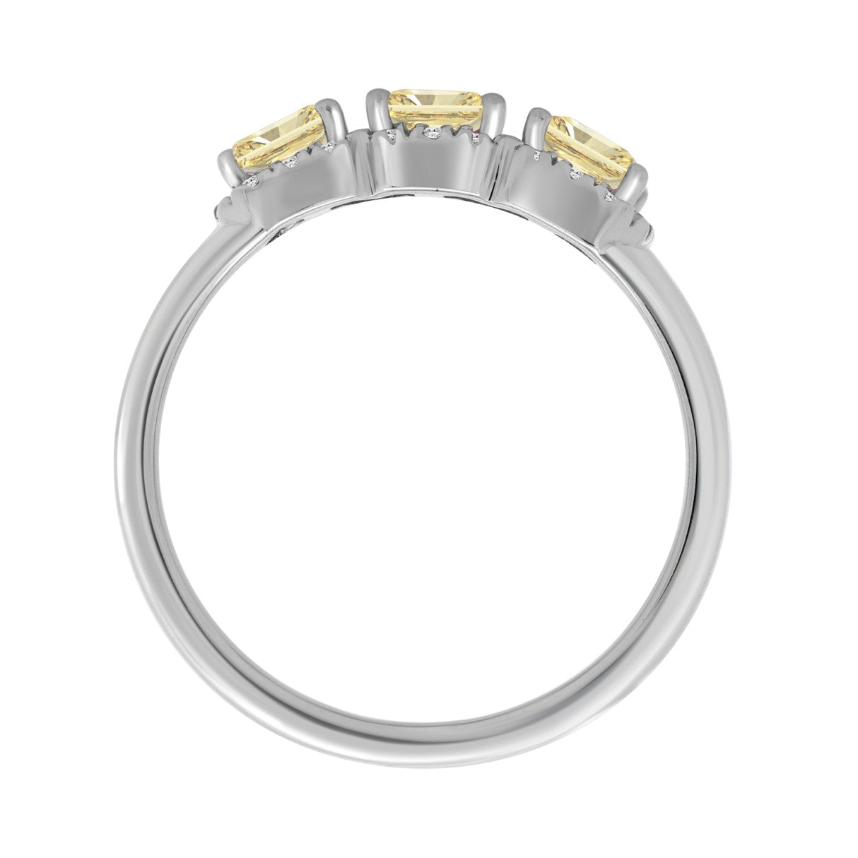 14K WHITE GOLD 1 3/4CT ROUND/RADIANT YELLOW DIAMOND LADIES RING