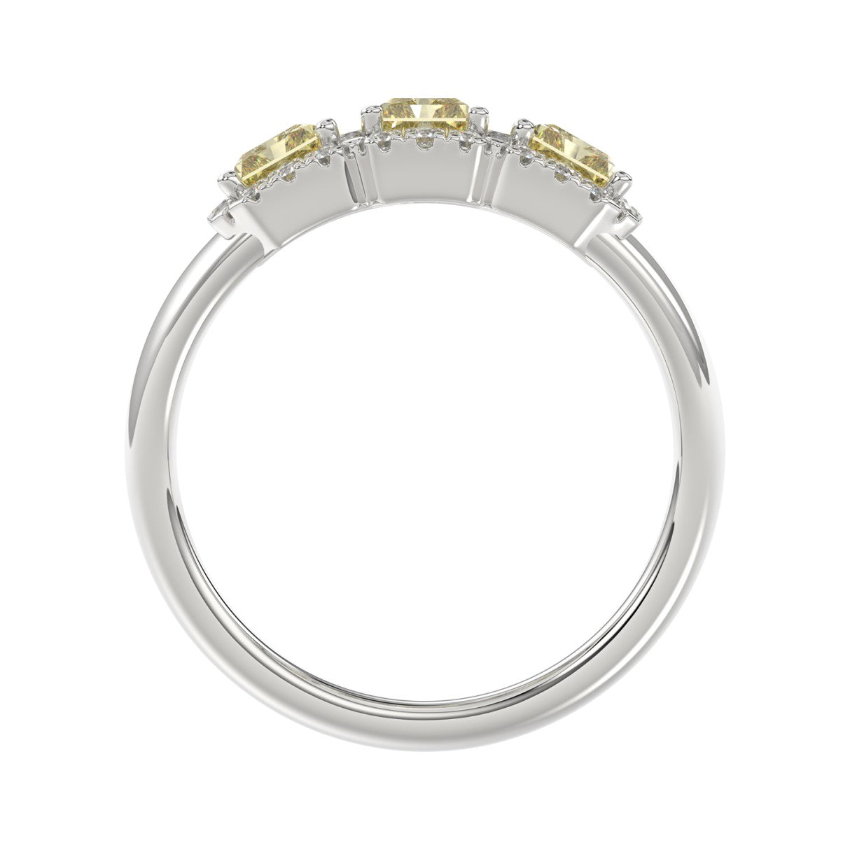 14K WHITE GOLD 1 3/4CT ROUND/RADIANT YELLOW DIAMOND LADIES RING