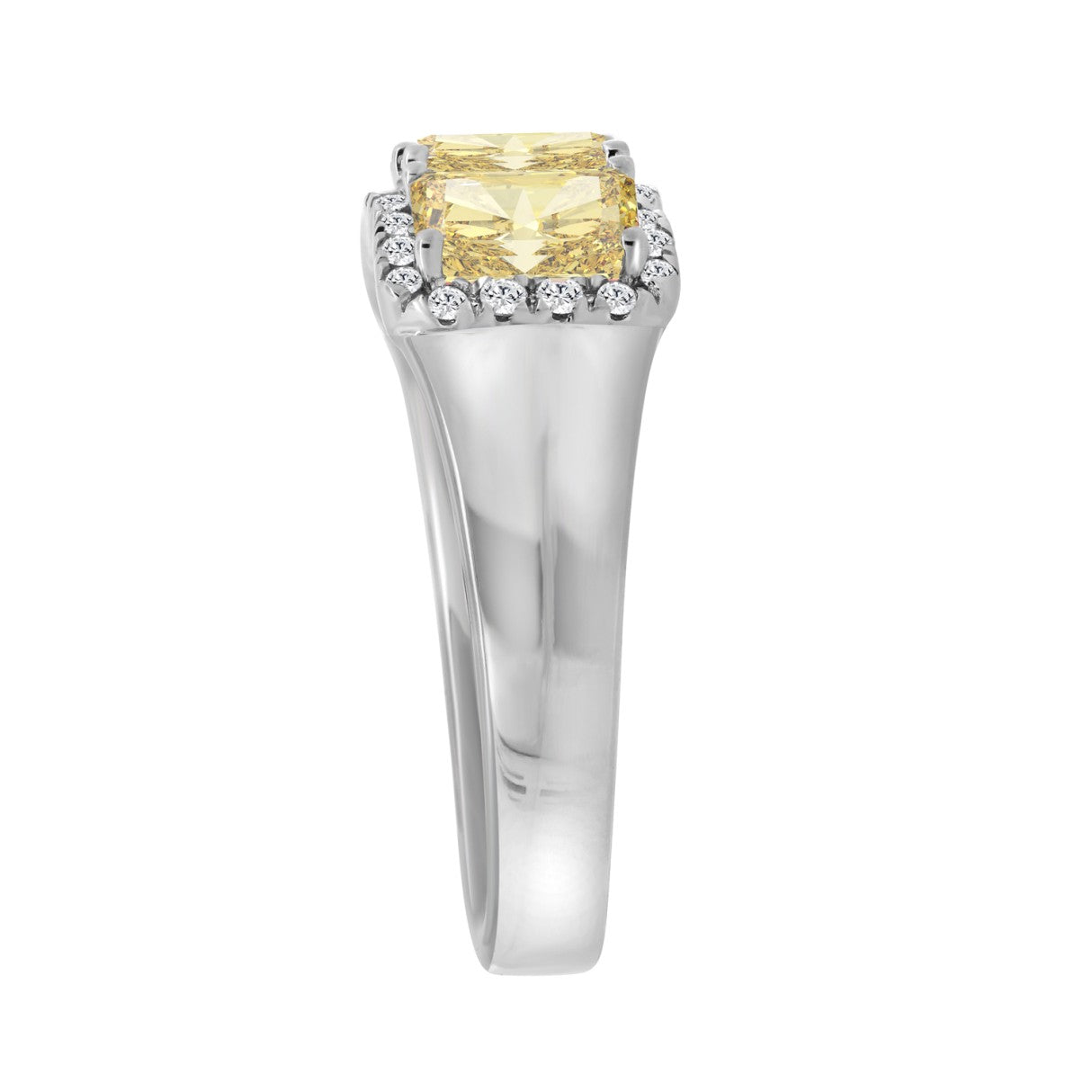 14K WHITE GOLD 1 3/4CT ROUND/RADIANT YELLOW DIAMOND LADIES RING