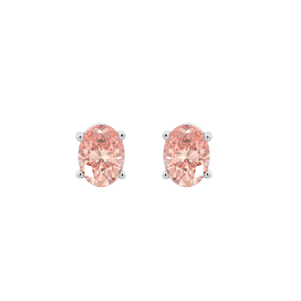 14K WHITE GOLD 2.00CT OVAL PINK DIAMOND LADIES EARRINGS