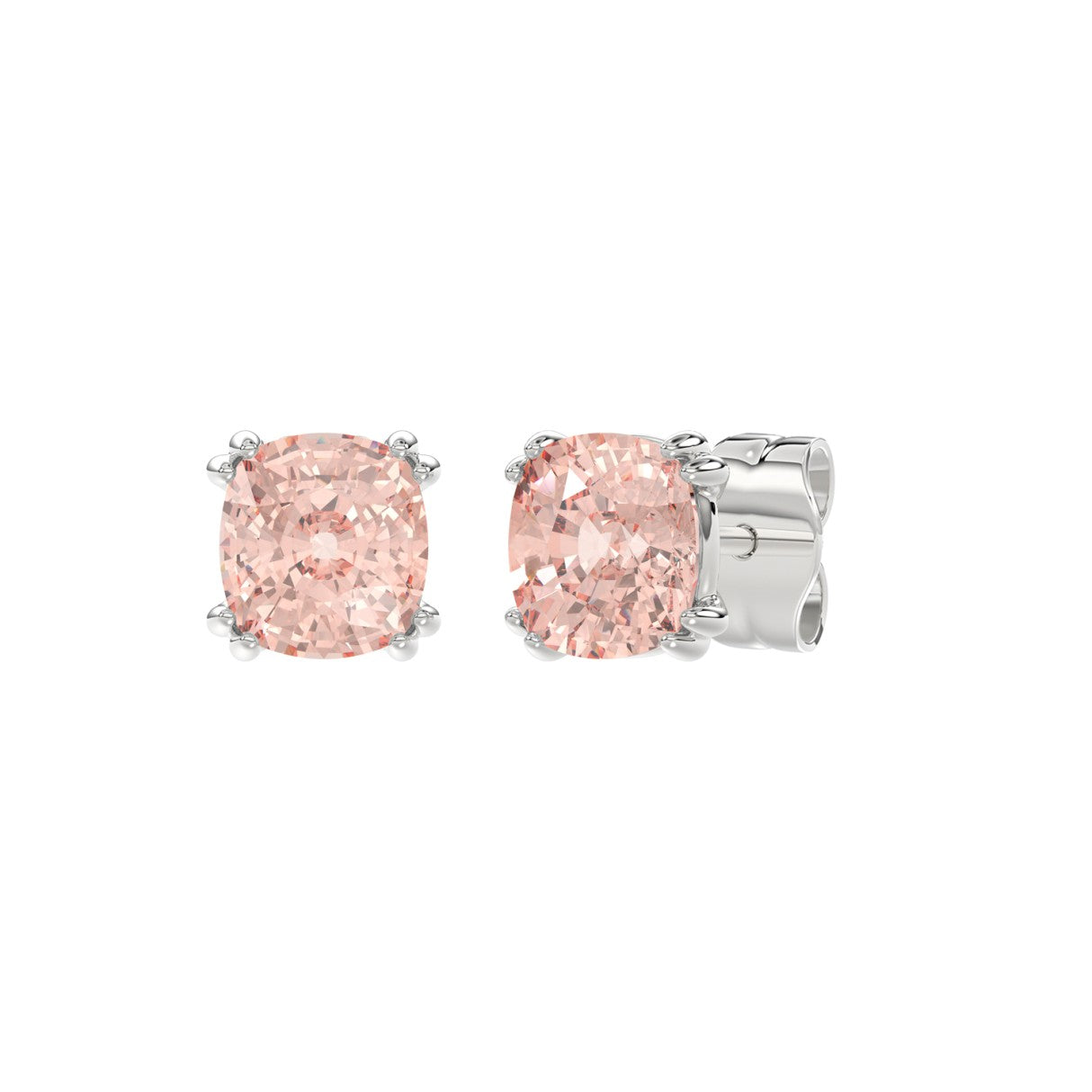 ETERNAL BLUSH COLLECTION 14K WHITE GOLD 2.00CT PINK CUSHION DIAMOND LADIES EARRINGS