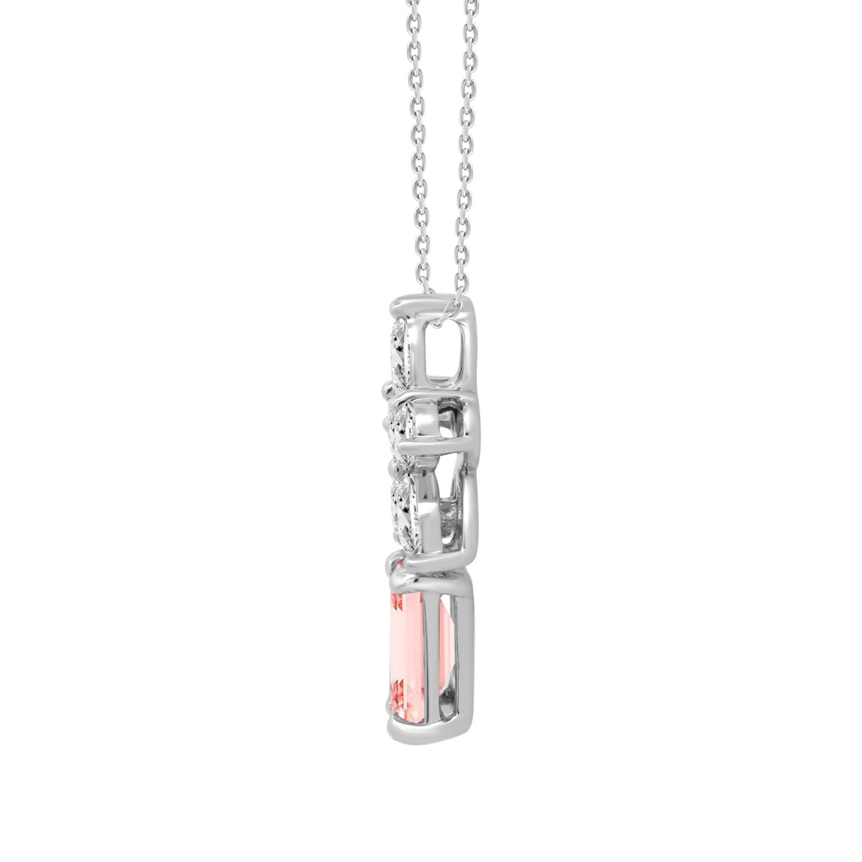 14K WHITE GOLD 2 1/4CT PEAR/MARQUISE/PINK RADIANT DIAMOND LADIES PENDANT WITH CHAIN (CENTER STONE RADIANT DIAMOND 1 1/2CT)