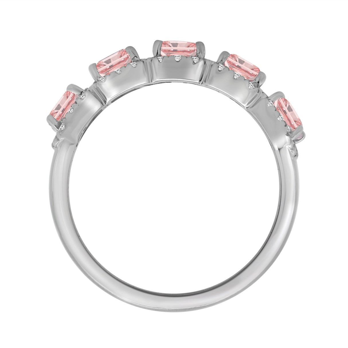 14K WHITE GOLD 3.00CT ROUND/PINK RADIANT DIAMOND LADIES RING