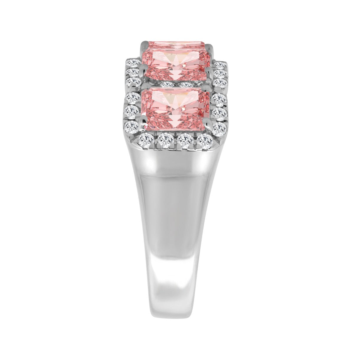 14K WHITE GOLD 3.00CT ROUND/PINK RADIANT DIAMOND LADIES RING