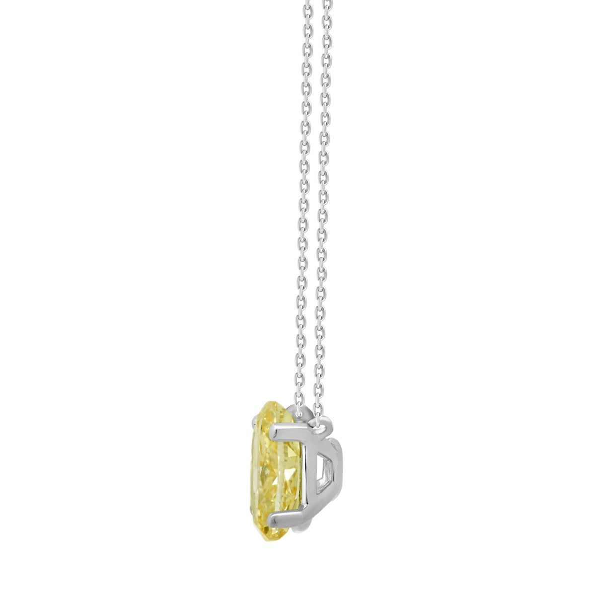 14K WHITE GOLD 1.00CT YELLOW OVAL DIAMOND LADIES PENDANT