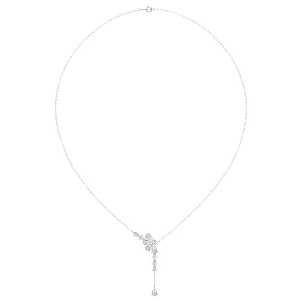 14K WHITE GOLD 1 3/4CT ROUND/PEAR DIAMOND LADIES NECKLACE