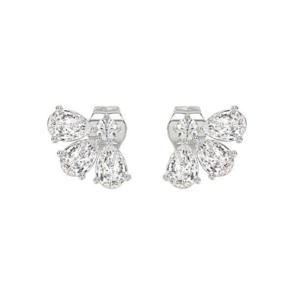 14K WHITE GOLD 1.00CT ROUND/PEAR DIAMOND LADIES EARRINGS