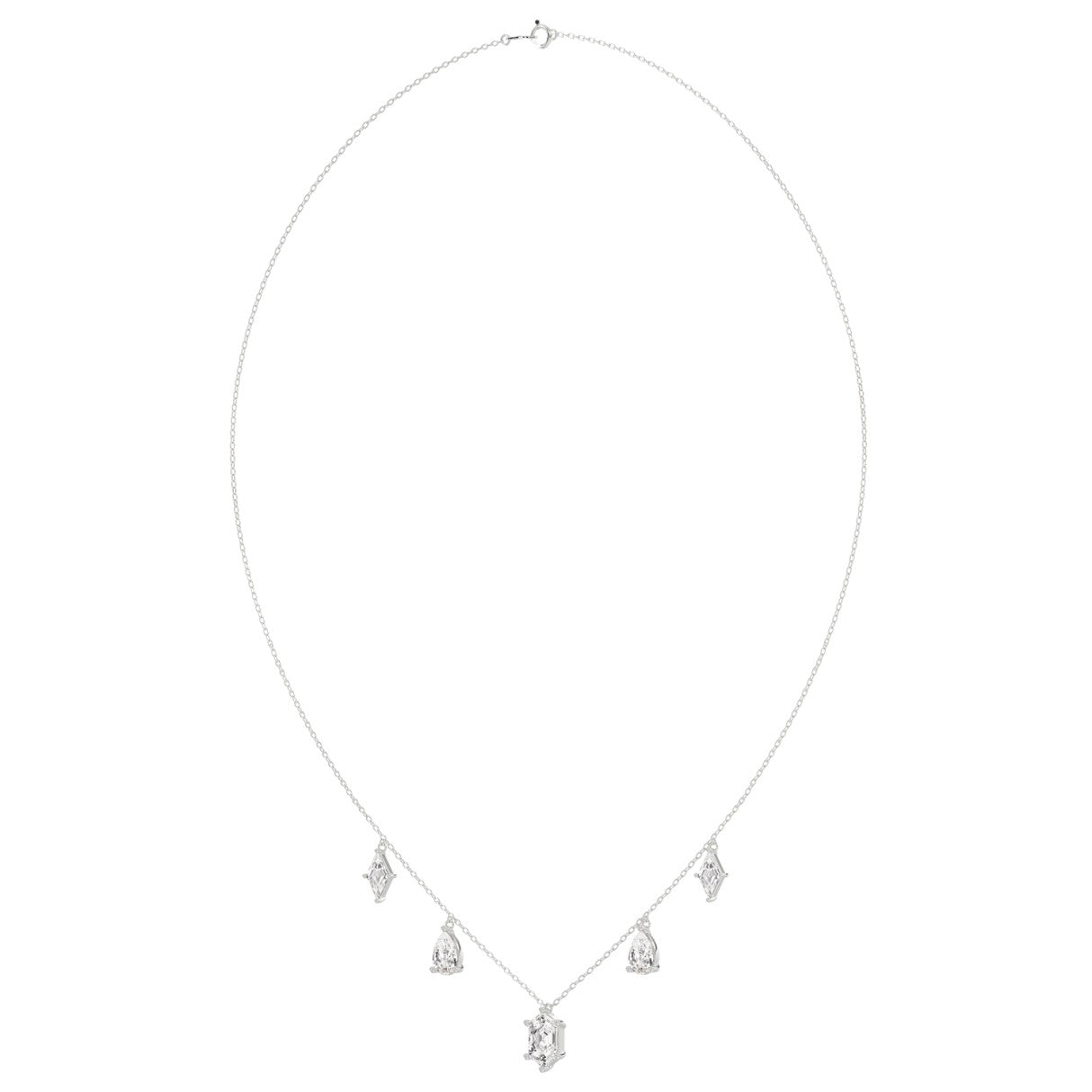 14K WHITE GOLD 3 1/2CT PEAR/HEXAGON/LOZENGE DIAMOND LADIES NECKLACE