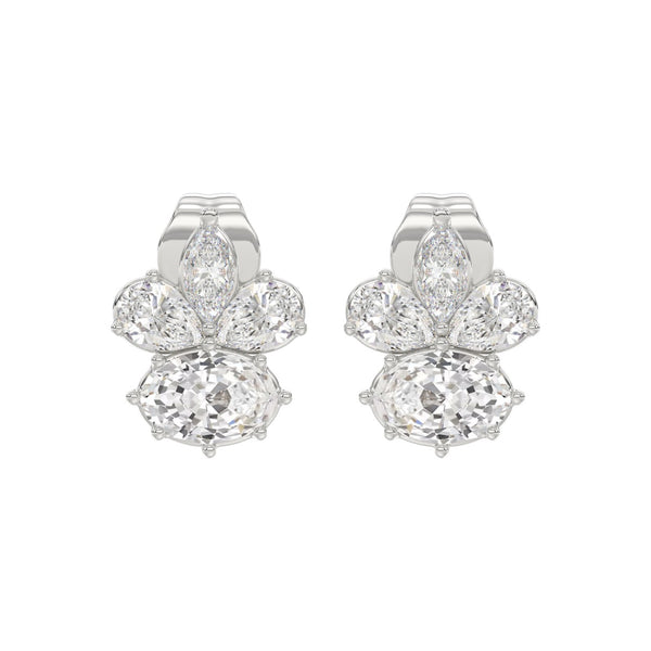 14K WHITE GOLD 1 3/4CT MARQUISE/PEAR/OVAL DIAMOND LADIES EARRINGS