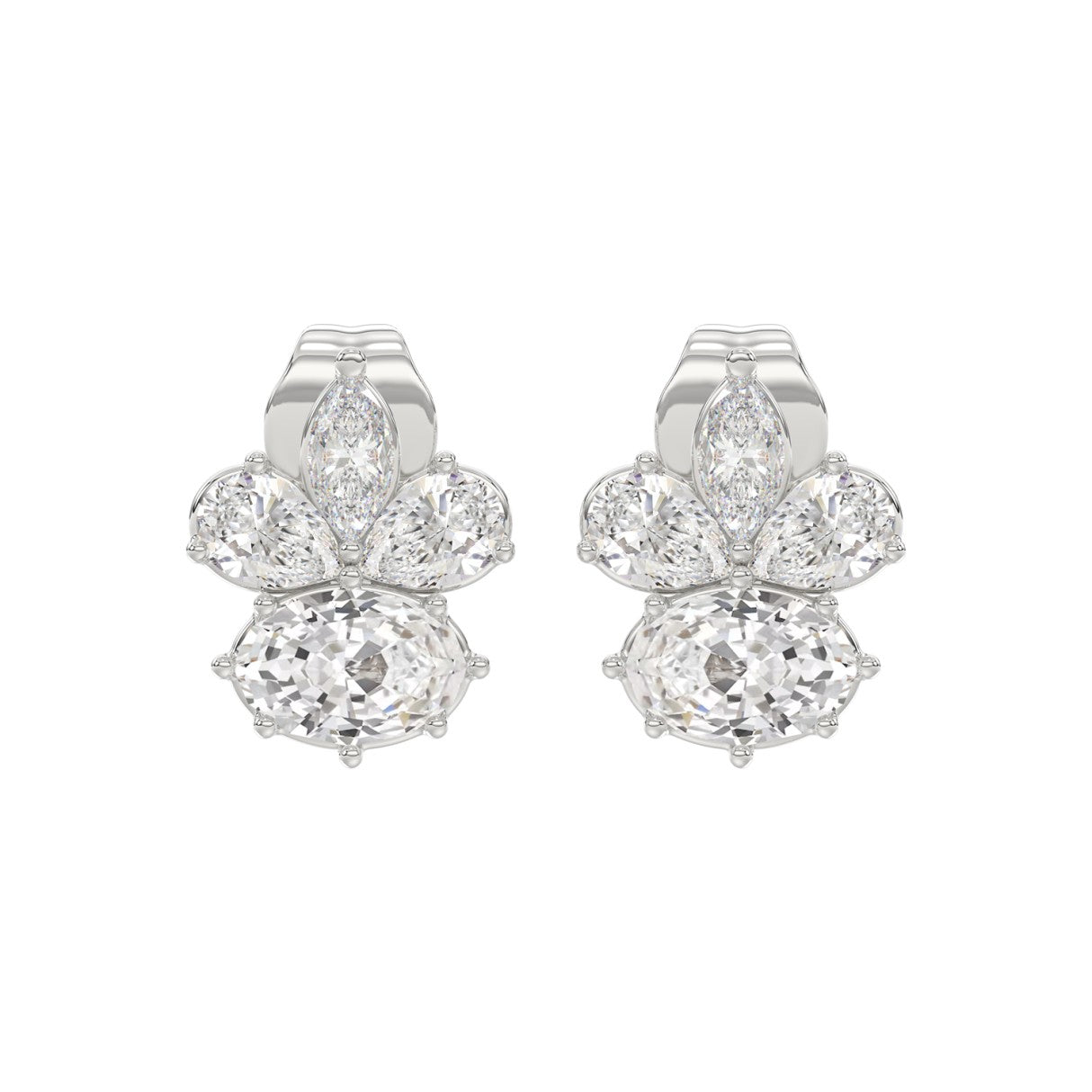 14K WHITE GOLD 1 3/4CT MARQUISE/PEAR/OVAL DIAMOND LADIES EARRINGS