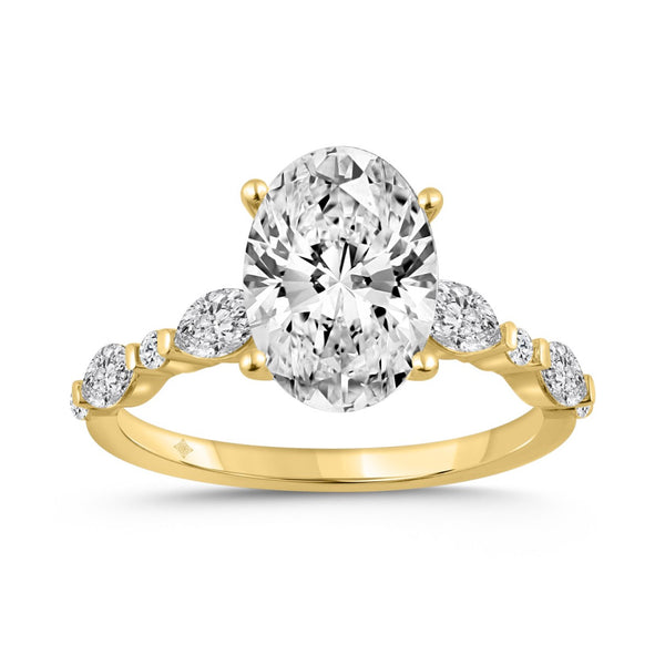 14K YELLOW GOLD 4.00CT ROUND/OVAL/MARQUISE DIAMOND LADIES RING