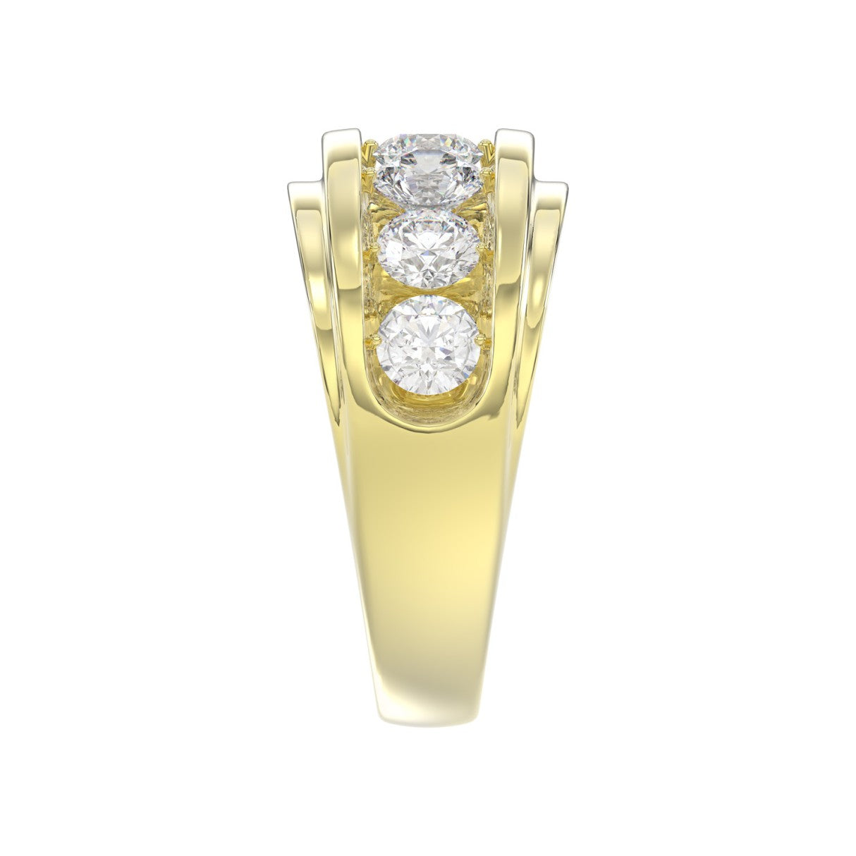 14K YELLOW GOLD 3.00CT ROUND DIAMOND MEN'S RING