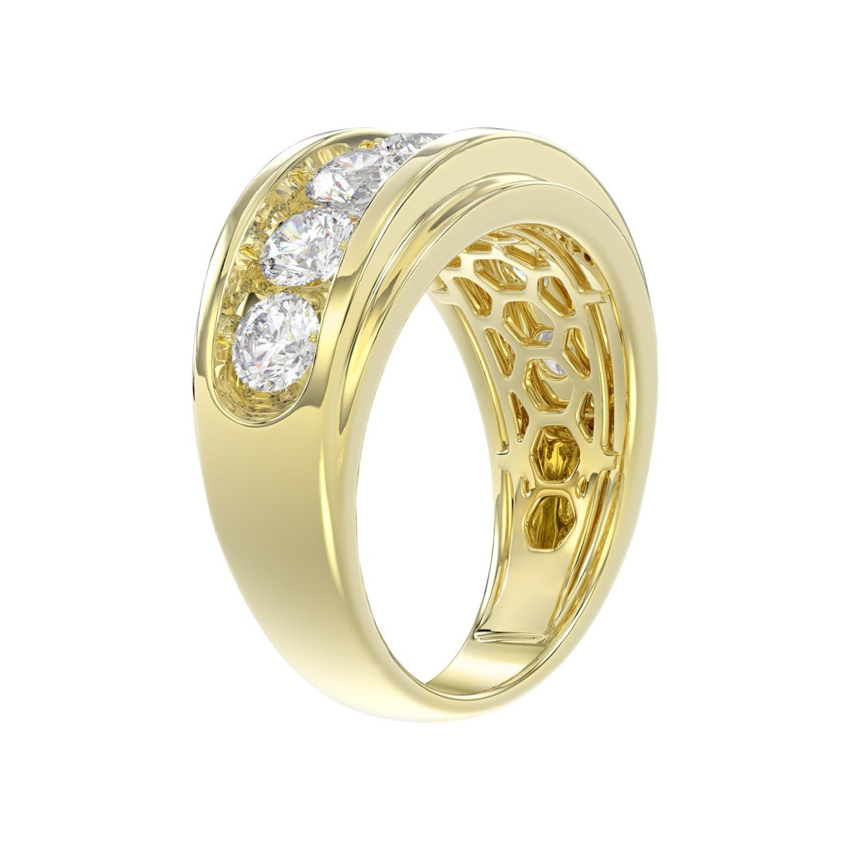 14K YELLOW GOLD 3.00CT ROUND DIAMOND MEN'S BAND