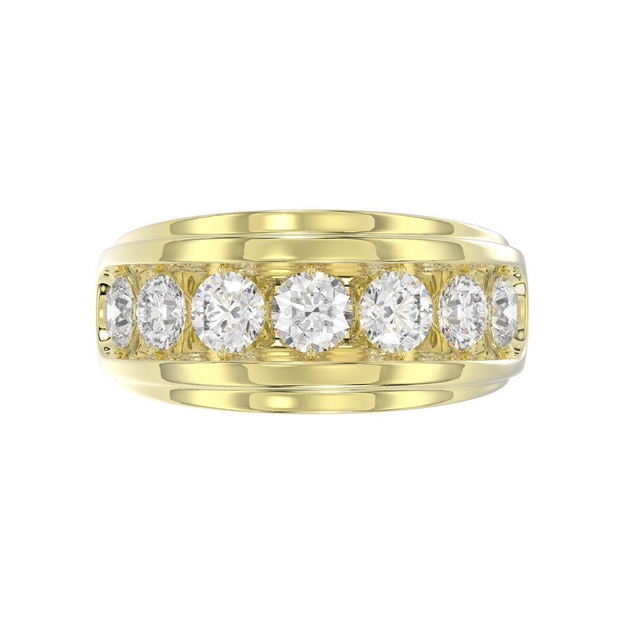 14K YELLOW GOLD 3.00CT ROUND DIAMOND MEN'S BAND