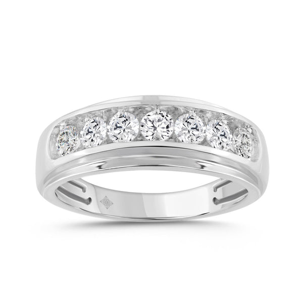 14K WHITE GOLD 1.00CT ROUND DIAMOND MEN'S RING