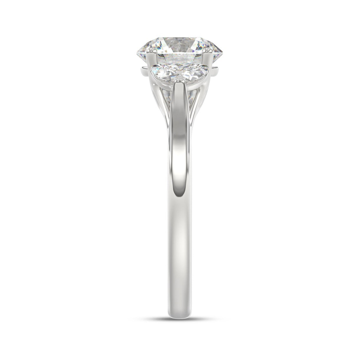 14K WHITE GOLD 2 5/8CT ROUND/HALFMOON DIAMOND LADIES RING (CENTER STONE ROUND DIAMOND 2CT)