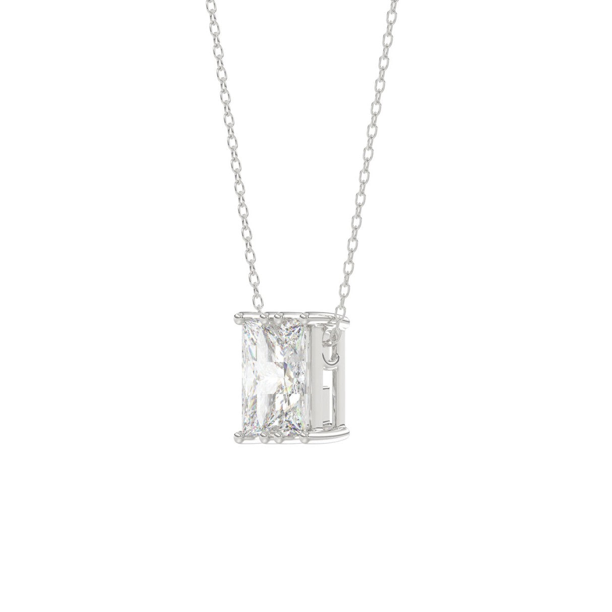 10K WHITE GOLD 1 1/3CT FANCY CUT ALPHABET DIAMOND LADIES PENDANT WITH CHAIN