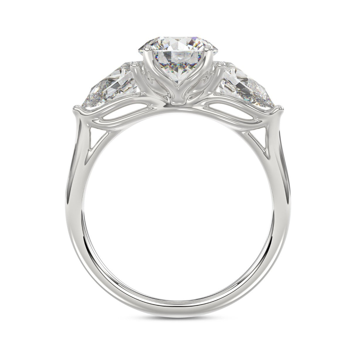 14K WHITE GOLD 2 1/3CT ROUND/PEAR DIAMOND LADIES RING (CENTER STONE ROUND DIAMOND 1 1/4CT)