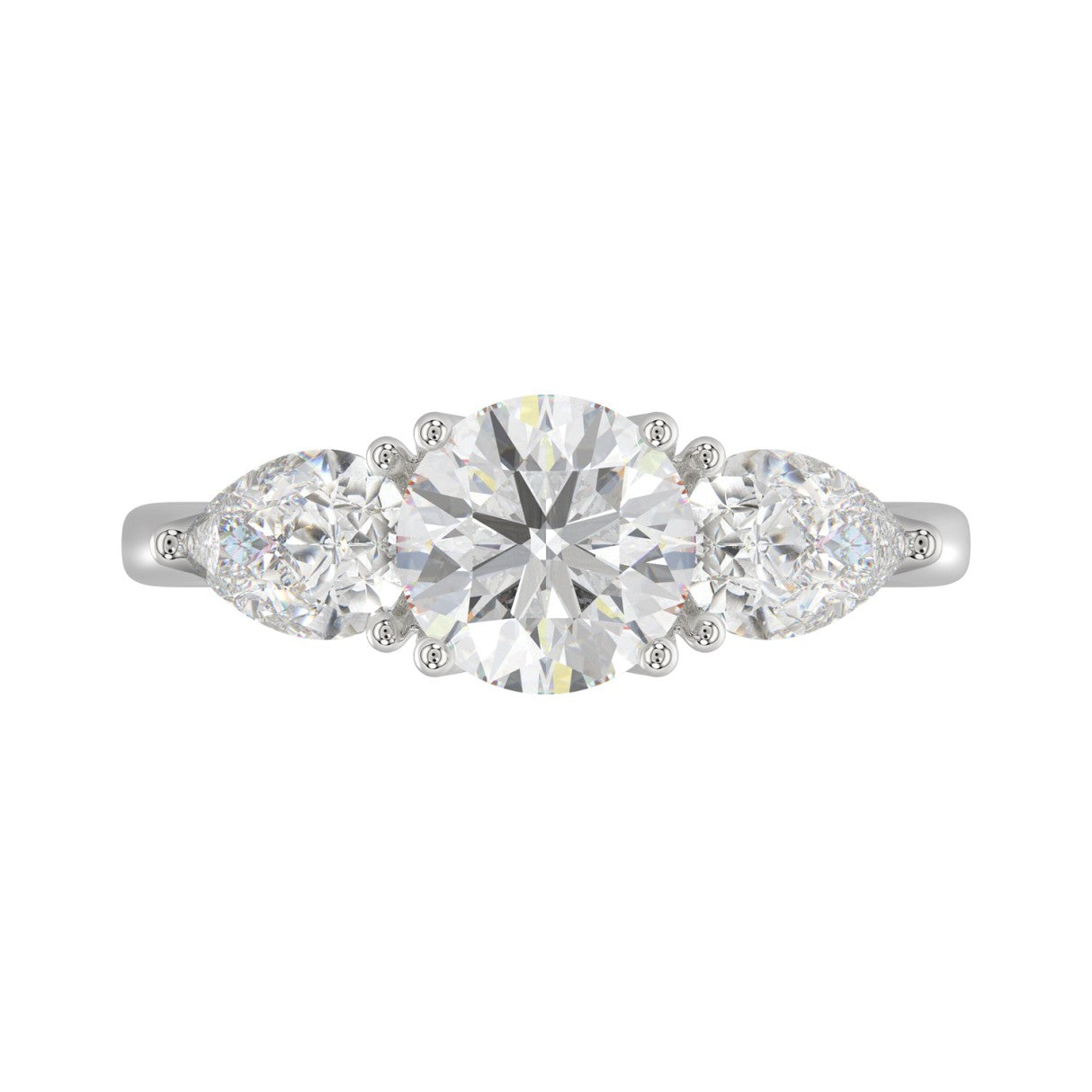 14K WHITE GOLD 2 1/3CT ROUND/PEAR DIAMOND LADIES RING (CENTER STONE ROUND DIAMOND 1 1/4CT)
