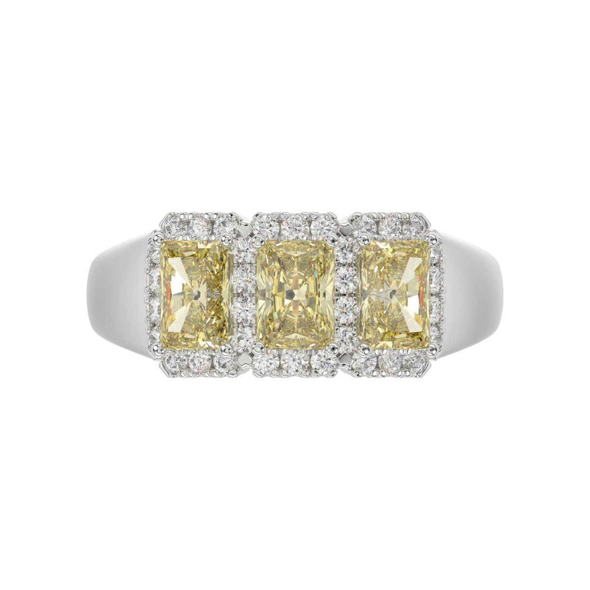 14K WHITE GOLD 1 1/2CT ROUND/YELLOW RADIANT DIAMOND LADIES RING