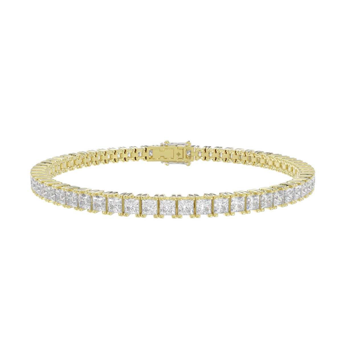 LADIES BRACELET 7CT PRINCESS DIAMOND 14K YELLOW GOLD