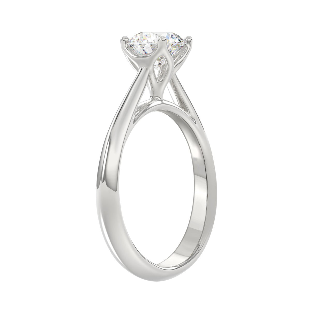 LADIES SOLITAIRE RING 1CT ROUND DIAMOND 14K WHITE GOLD