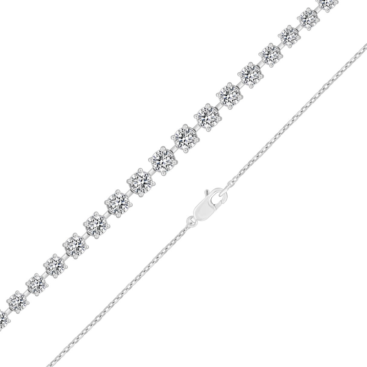 LADIES NECKLACE 13CT ROUND DIAMOND 14K WHITE GOLD