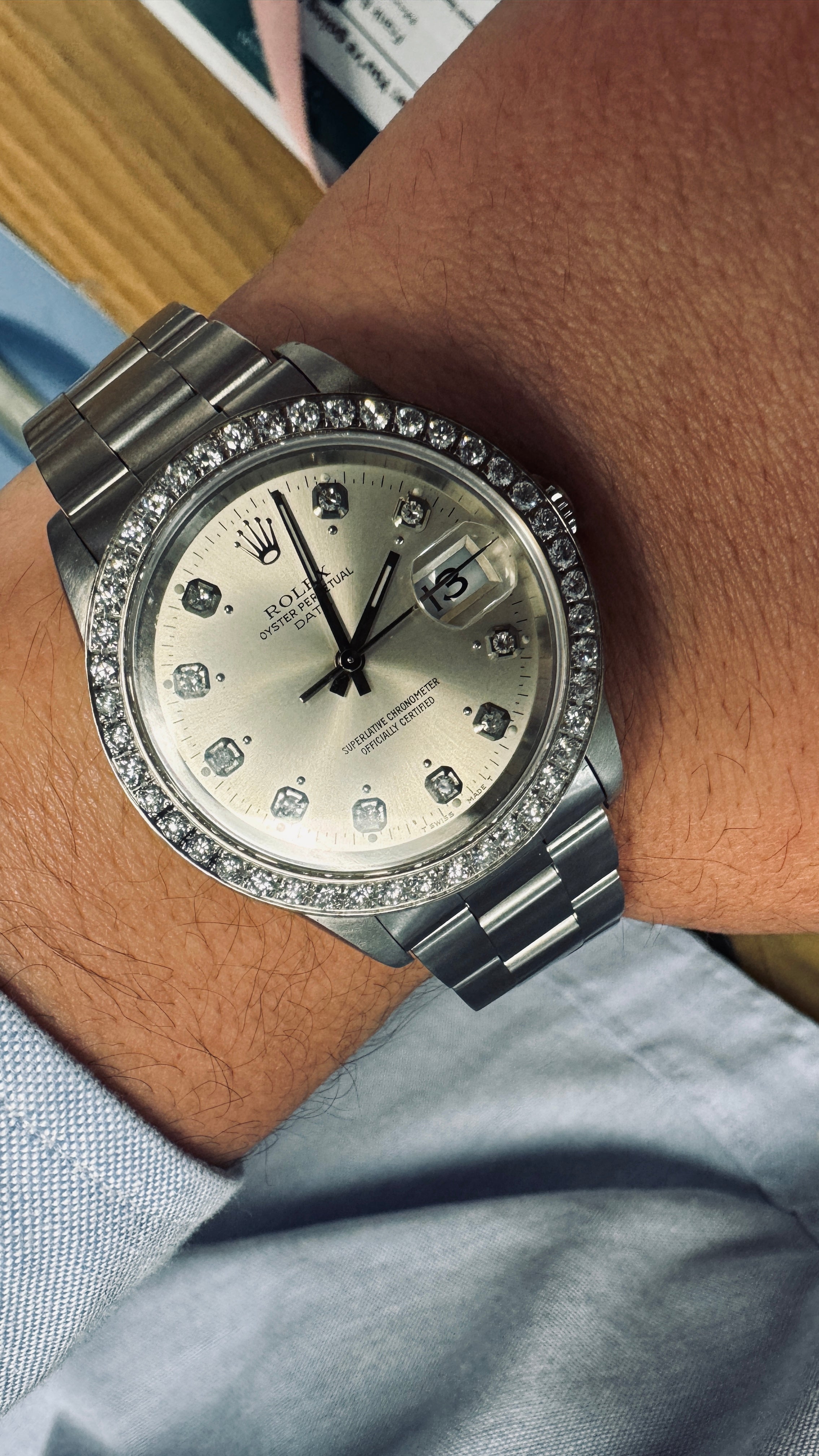 Stainless Steel Diamond Hour Marker Date 34mm 1998