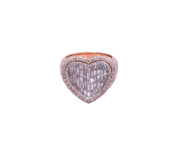 Baguette Diamond Heart Ring
