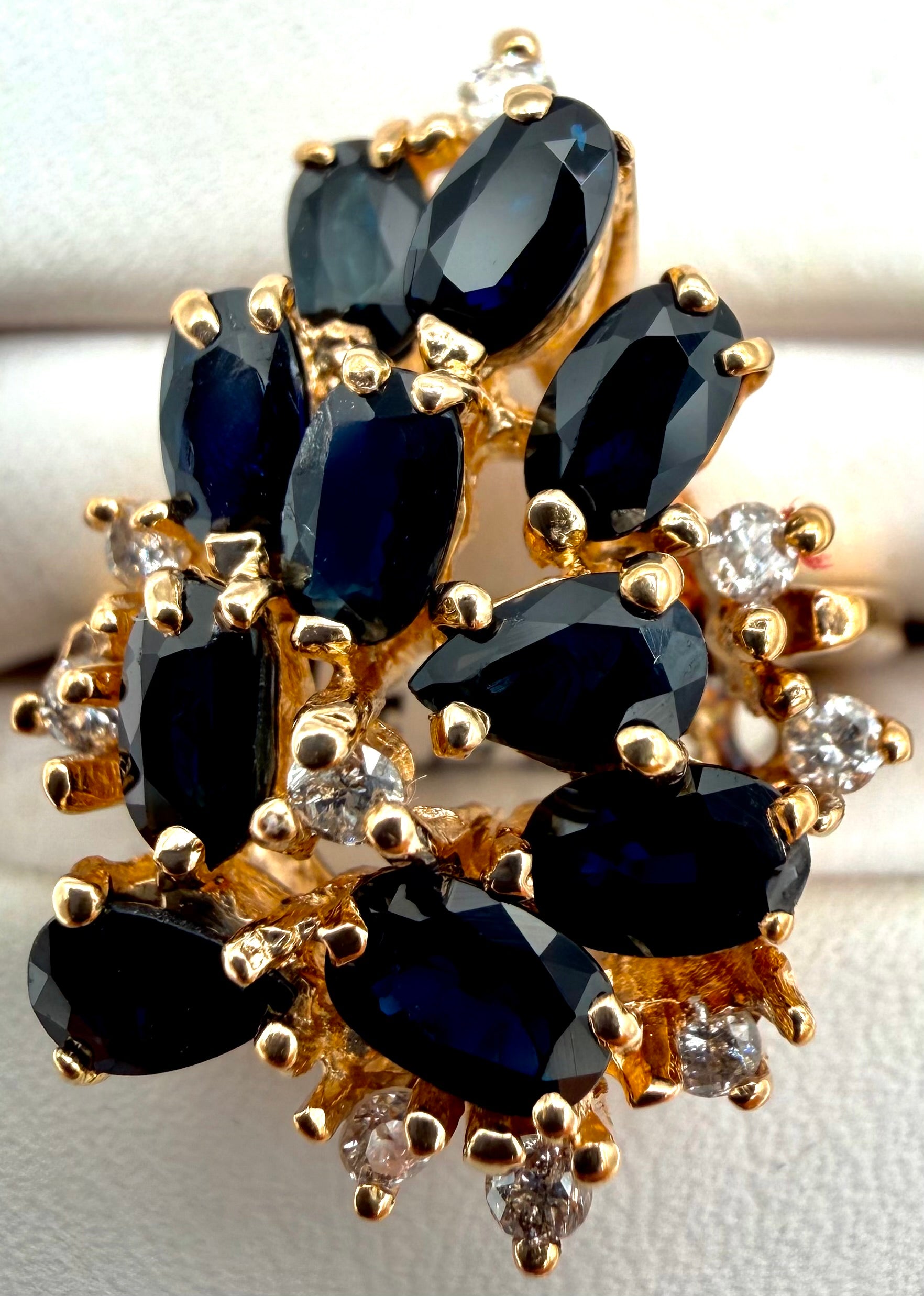 14k Yellow Gold Sapphire / Diamond Ring