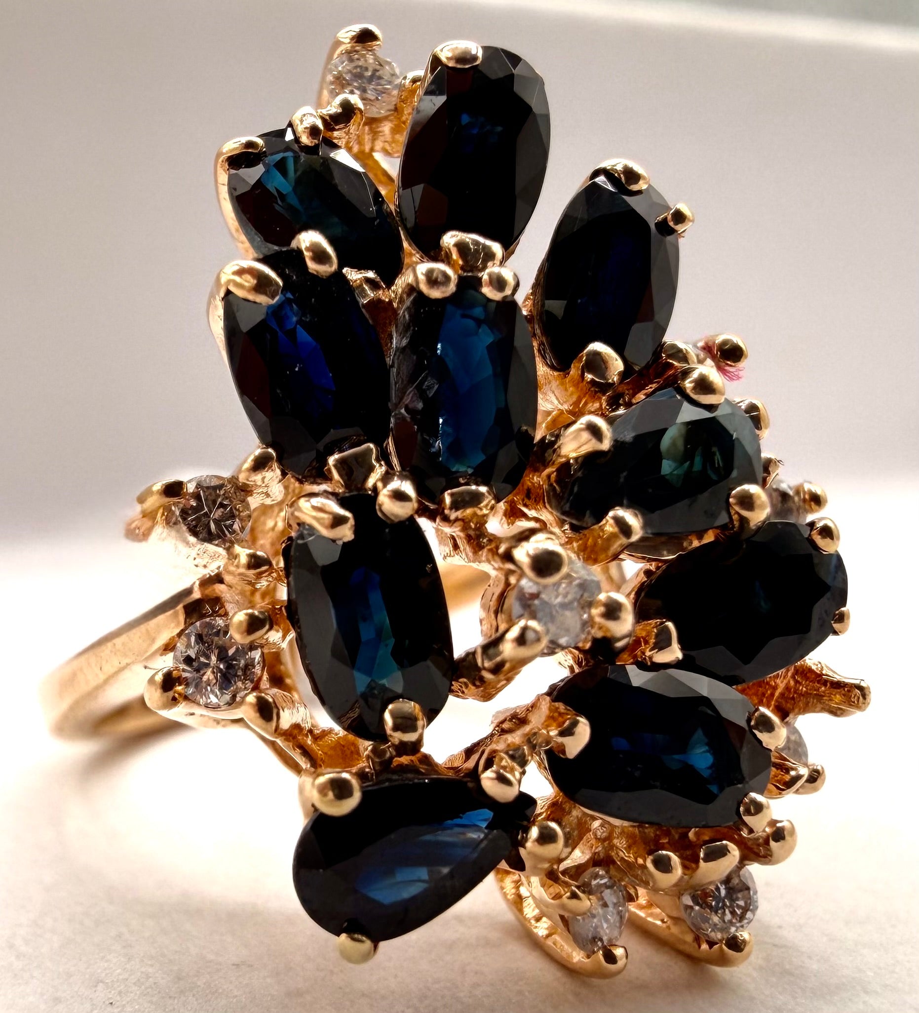 14k Yellow Gold Sapphire / Diamond Ring