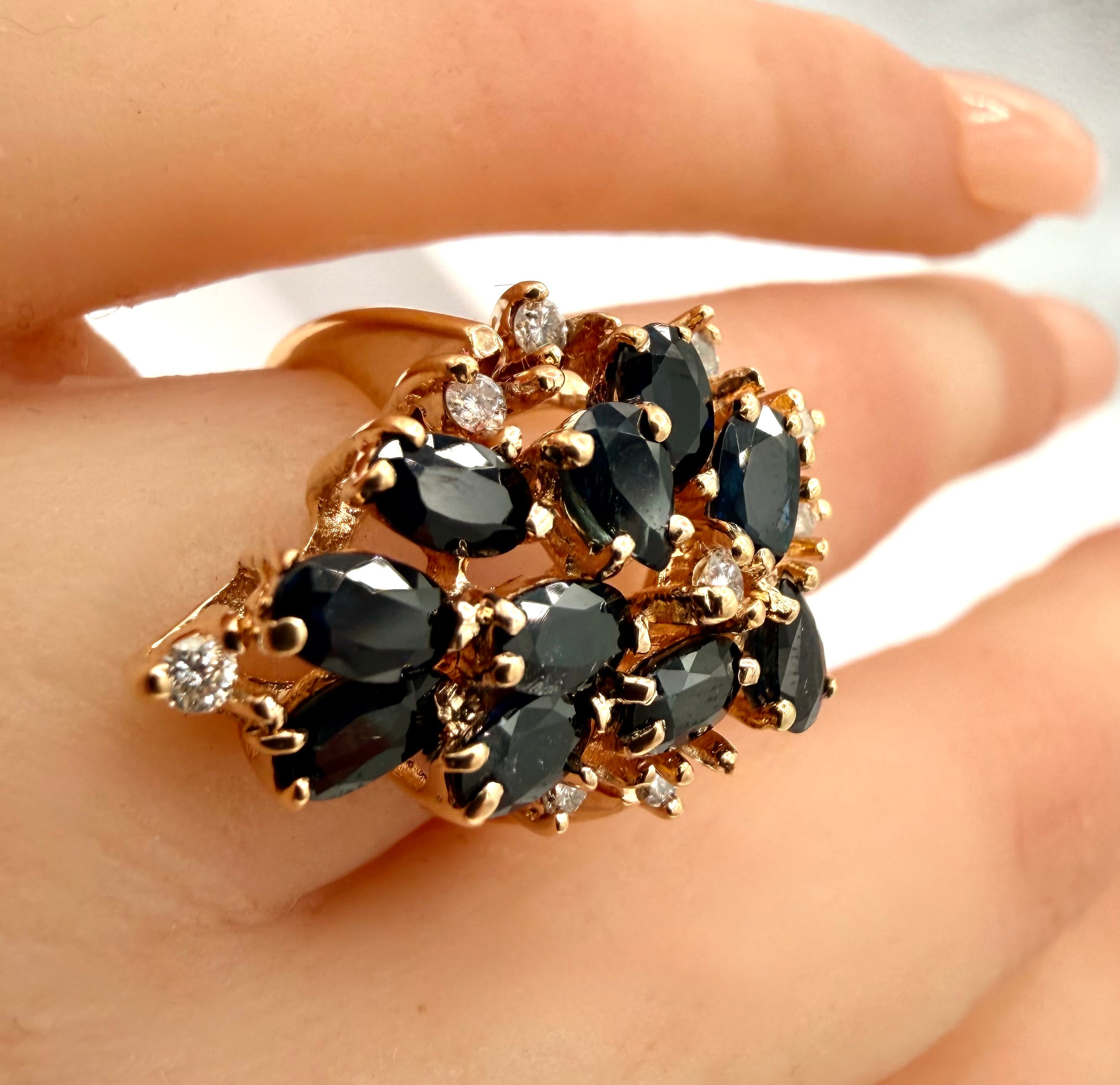 14k Yellow Gold Sapphire / Diamond Ring