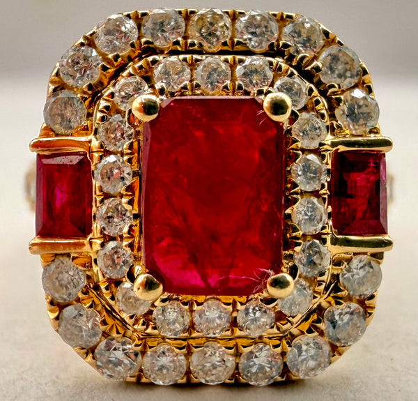 14k Yellow Gold Ruby / Diamond Ring