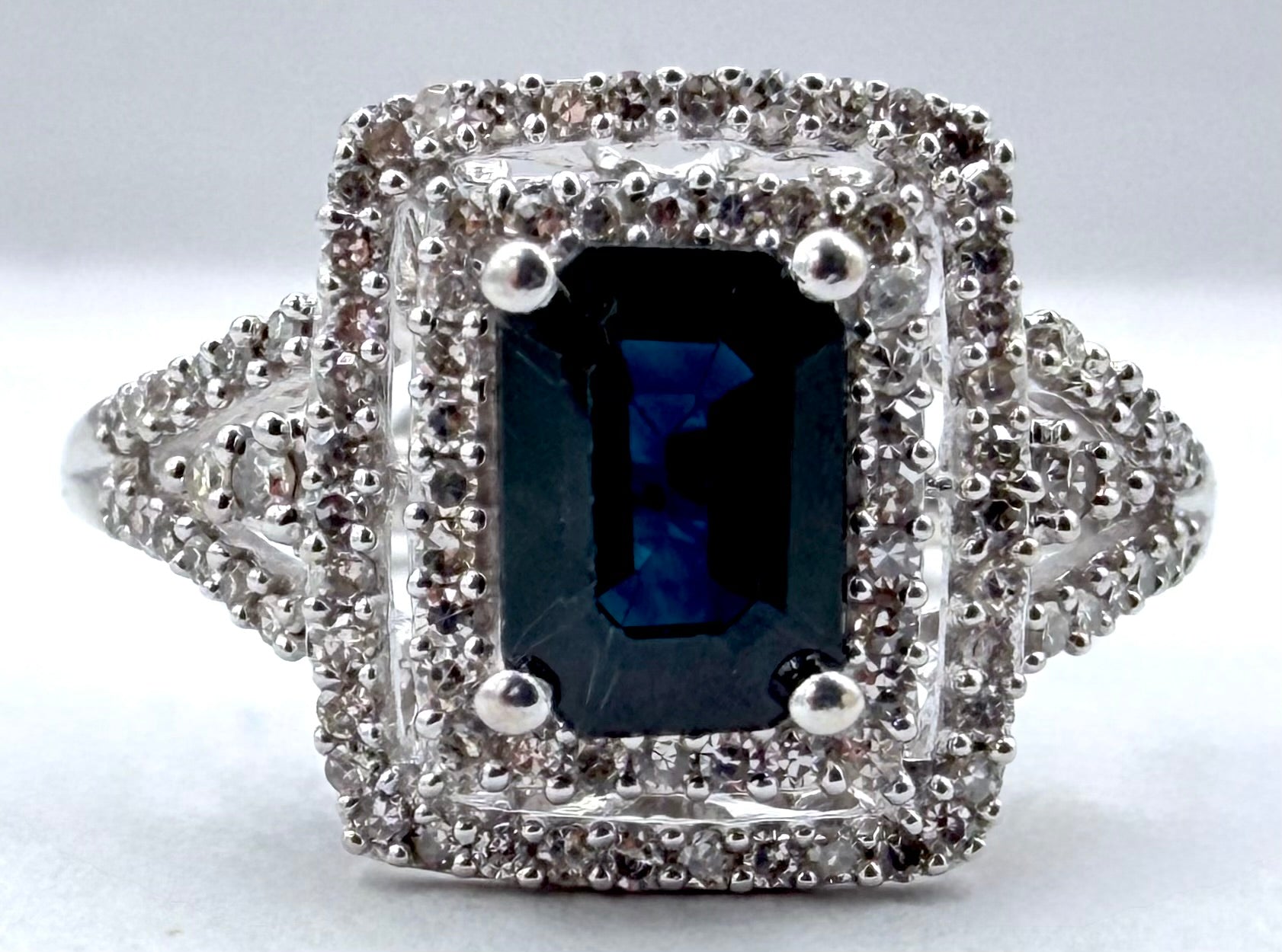 14k White Gold Sapphire / Diamond Ring