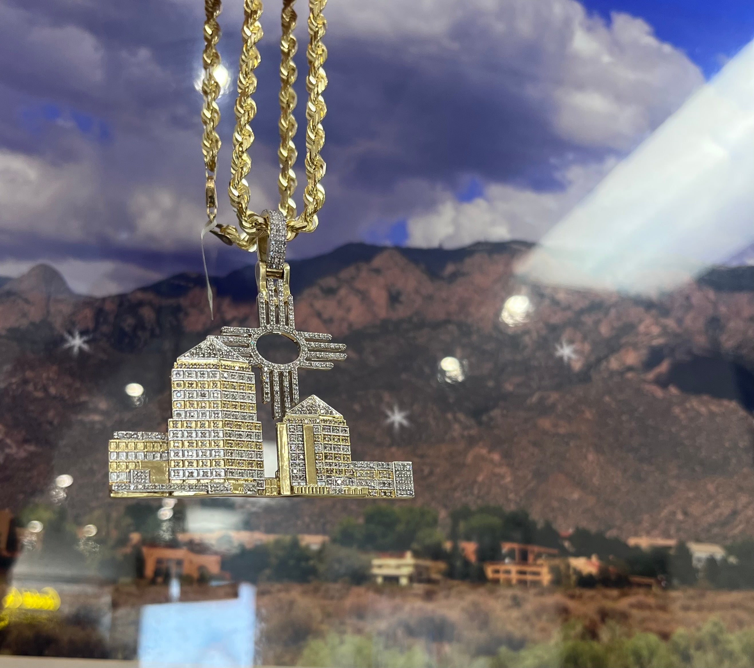 Custom Diamond Albuquerque SkyLine Zia Gold  pendant