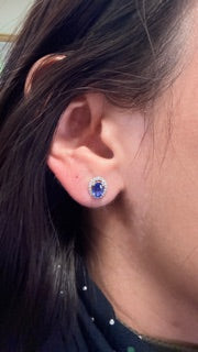 14k White Gold Tanzanite and Diamond Earrings