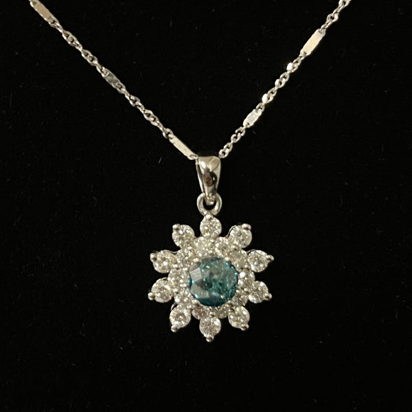 $999 Clearance Diamond Flower Pendant Necklace
