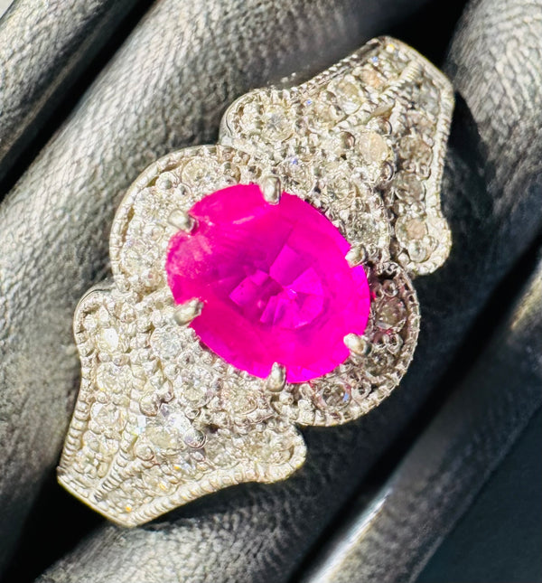 14k White Gold GF Ruby Ring