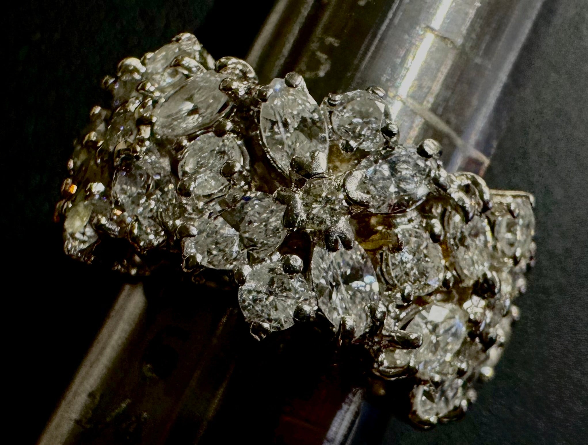 14k Yellow Gold Cluster Diamond Ring