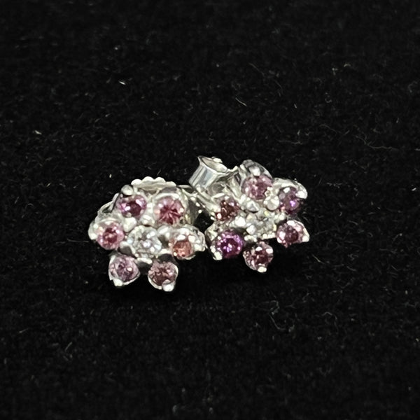 $299 18 Karat Garnet flower Stud Earrings