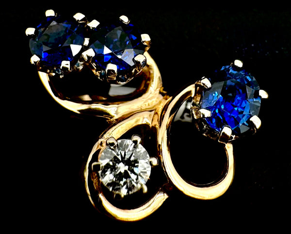 14k Yellow Gold Sapphire/ Diamond Ring