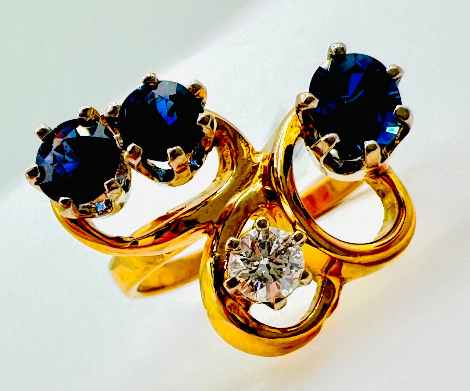 14k Yellow Gold Sapphire/ Diamond Ring