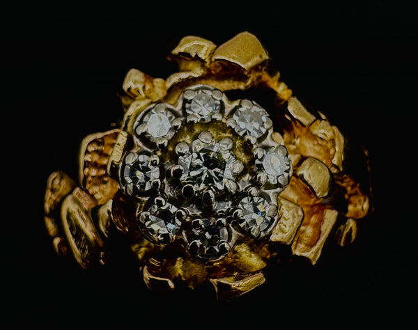 14k Yellow Gold Diamond Nugget Ring