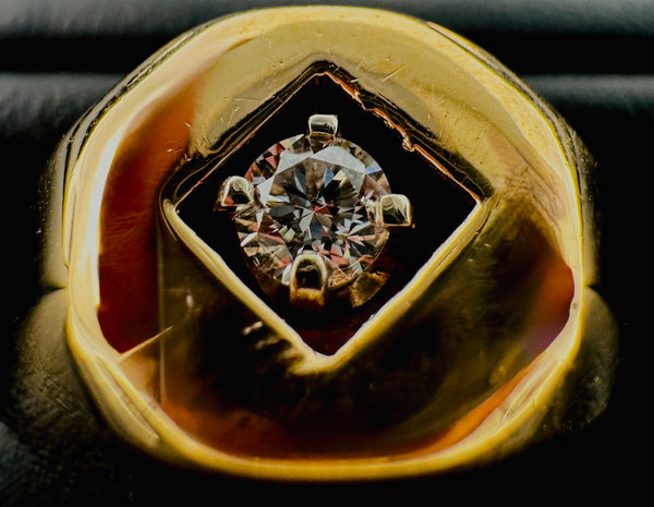 14k Yellow Gold Diamonds Mens Ring