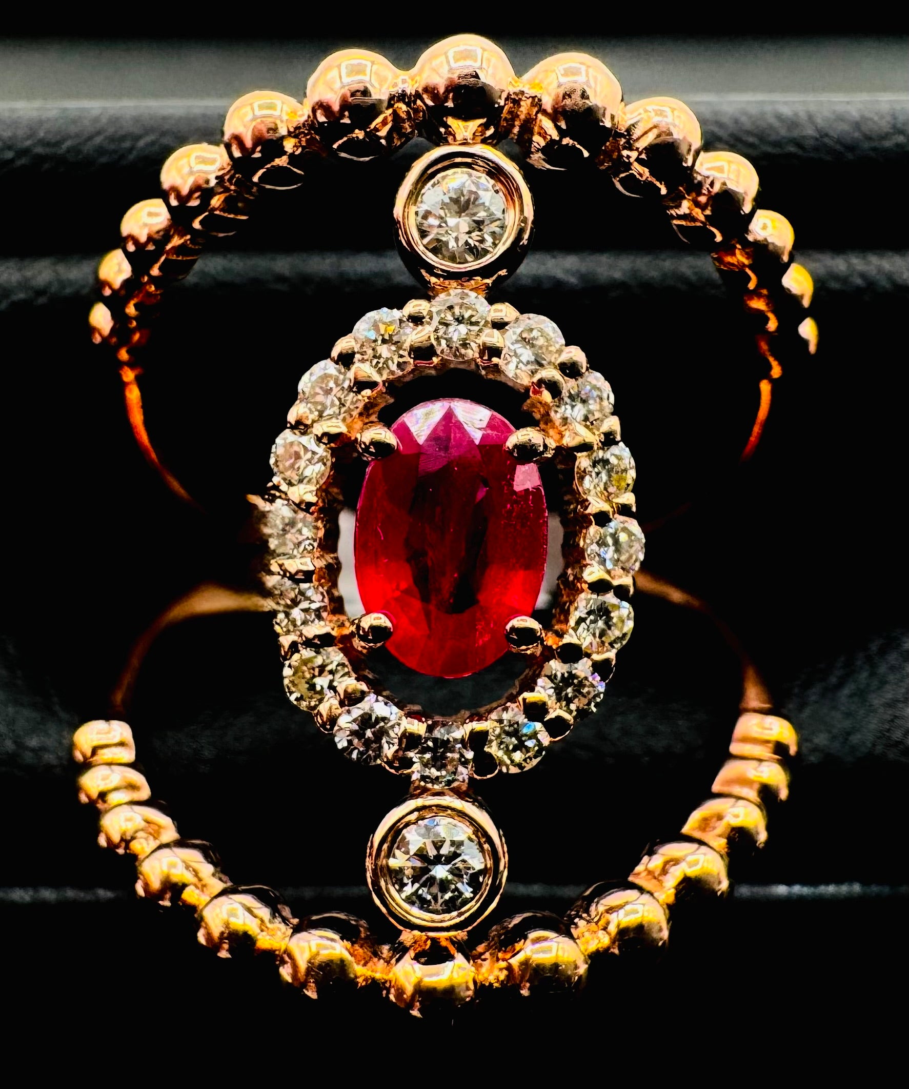 14k Rose Gold Ruby Diamond Ring