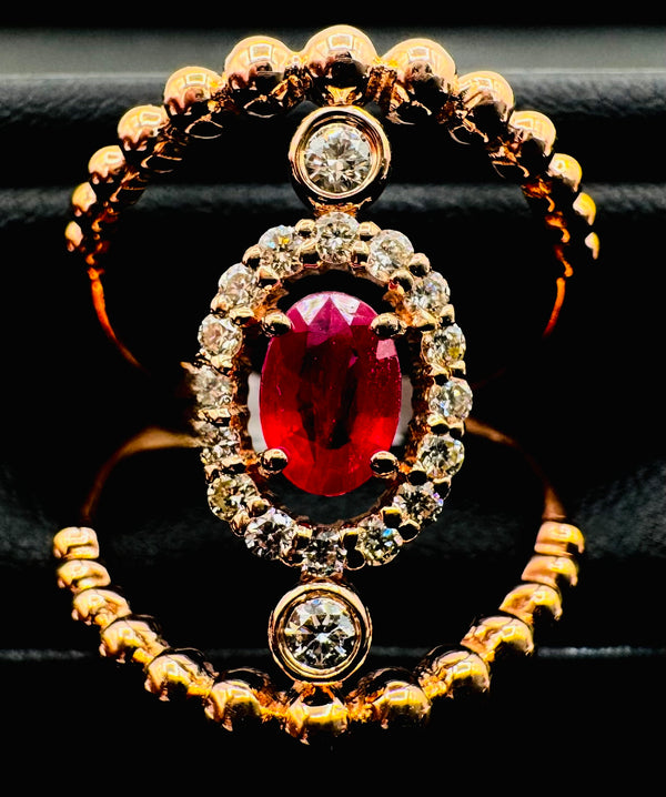 14k Rose Gold Ruby Diamond Ring