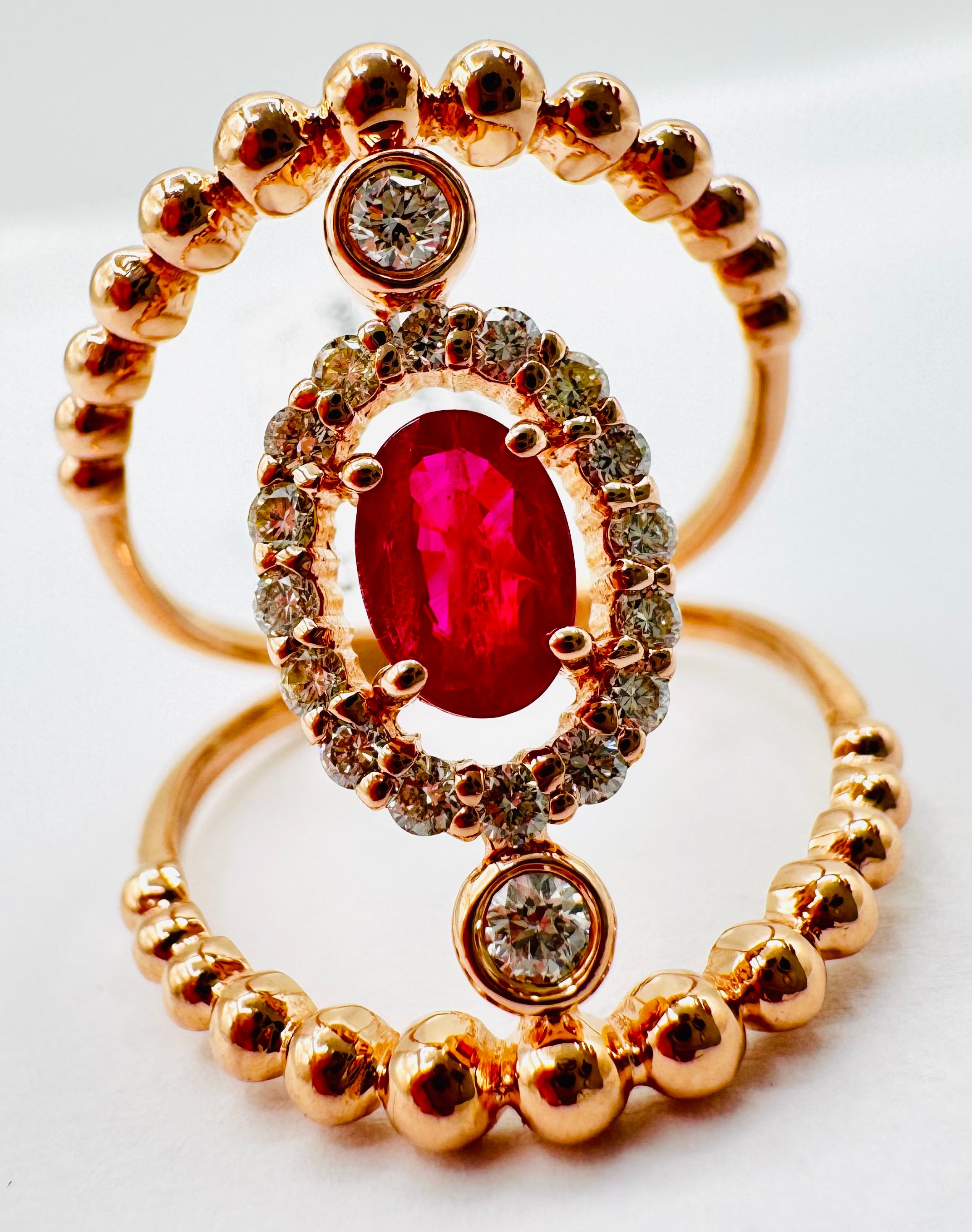 14k Rose Gold Ruby Diamond Ring