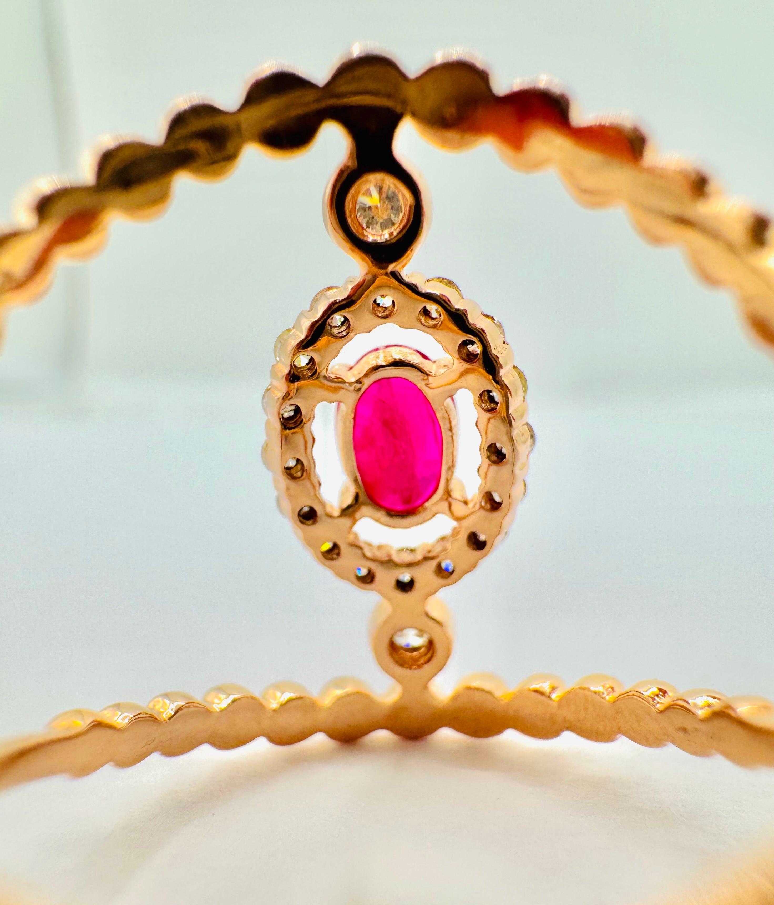 14k Rose Gold Ruby Diamond Ring