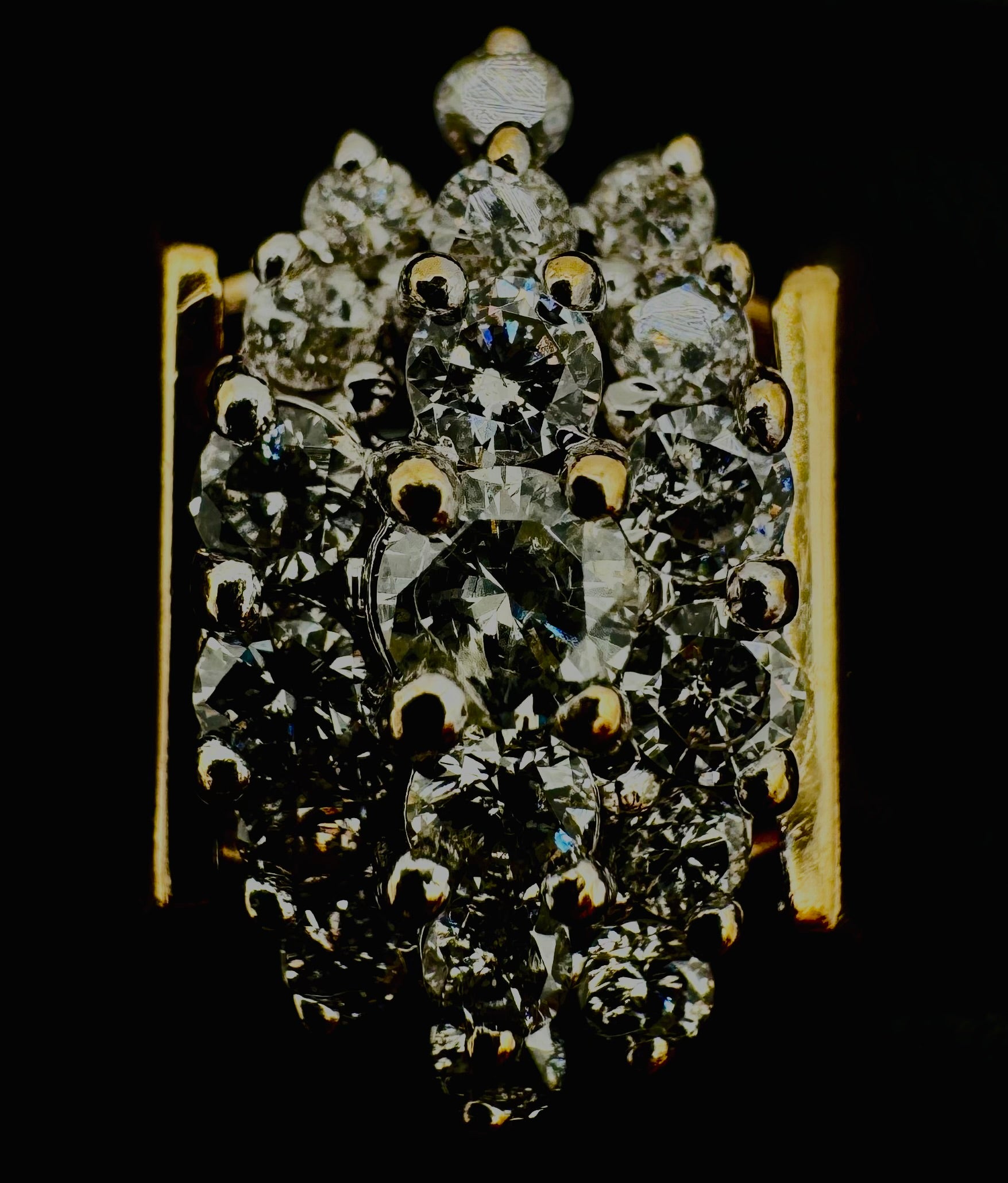 14k Yellow Gold Cluster Diamond Ring